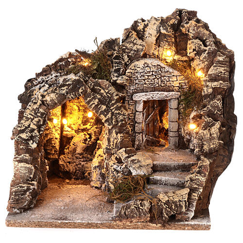 Illuminated grotto with staircase 23x25x20cm 1