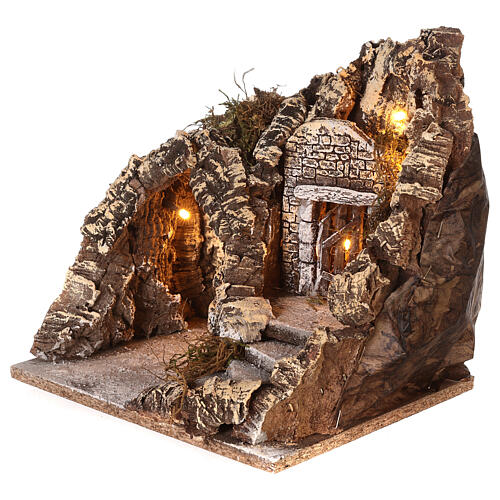 Illuminated grotto with staircase 23x25x20cm 2