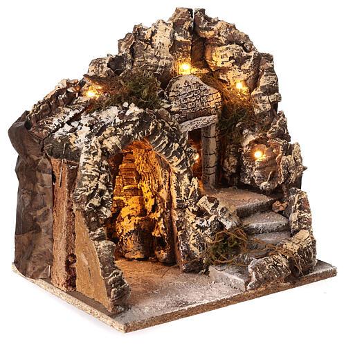 Illuminated grotto with staircase 23x25x20cm 3