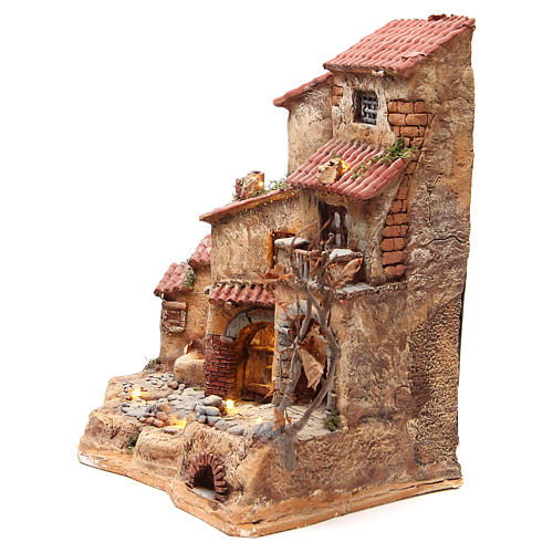 Farmhouse in resin for nativities with fountain 39x36x20cm 2