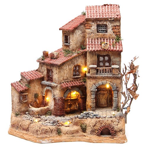 Farmhouse in resin for nativities with fountain 39x36x20cm 1