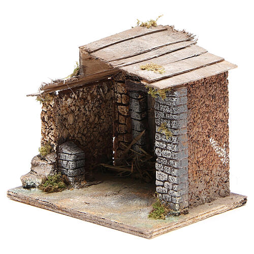 Cabana presépio Nápoles madeira e cortiça 17x20x16 cm 2