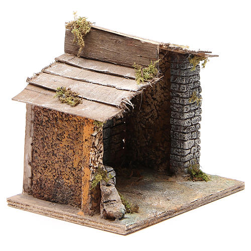 Stable for Neapolitan nativity scene in cork and wood 17x20x16cm 3