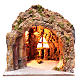 Nativity scene cave in Naples, illuminated and with a fire effect 35x40x22 cm  s1
