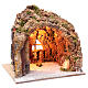 Nativity scene cave in Naples, illuminated and with a fire effect 35x40x22 cm  s3