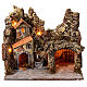 Illuminated Neapolitan nativity scene setting with fountain 35x40x22 cm s1