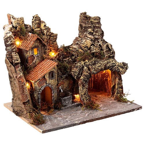 Ambiente illuminato presepe Napoli fontana 35x40x22 cm 4