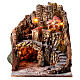 Pueblo con cueva iluminado para belén de Nápoles 37x28x34 cm s1