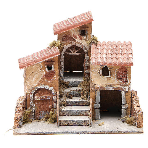House in cork and resin for Neapolitan nativity 14x21x16cm 1