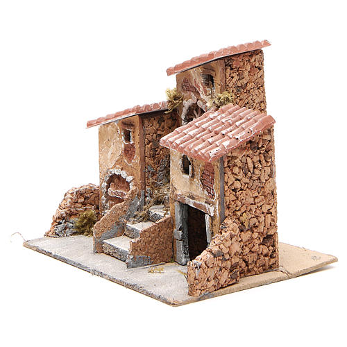 House in cork and resin for Neapolitan nativity 14x21x16cm 2
