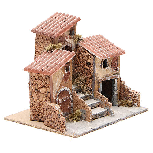 House in cork and resin for Neapolitan nativity 14x21x16cm 3