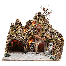 Neapolitanische Krippe: Burg mit Grotte und Backhofen 30x50x40cm Krippe Neapel