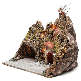 Neapolitanische Krippe: Burg mit Grotte und Backhofen 30x50x40cm Krippe Neapel