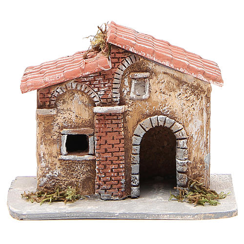 House in cork and resin for Neapolitan nativity 15x15x11cm 1