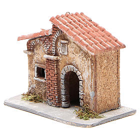 House in cork and resin for Neapolitan nativity 15x15x11cm