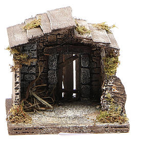 Wooden stable for Neapolitan nativity 13x12x11cm