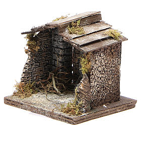 Wooden stable for Neapolitan nativity 13x12x11cm