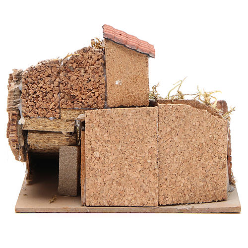 Composizione case sughero legno presepe Napoli 20x23x20 cm 4