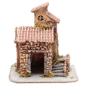 Maisonnette résine et bois crèche napolitaine 25x22x20 cm