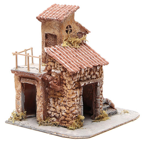 Casetta resina e legno presepe napoletano 25x22x20 cm 3