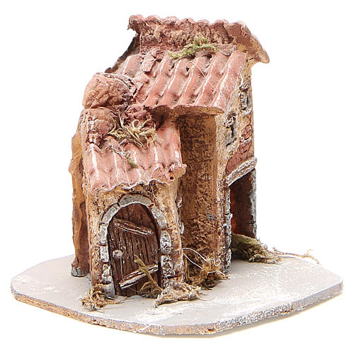 House in wood and resin for nativity scene, 14x14x14cm 3