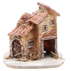 Casa presepe napoletano resina e legno 14x14x14 cm
