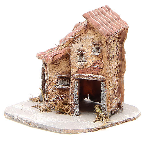 House in wood and resin for nativity scene, 14x14x14cm 2