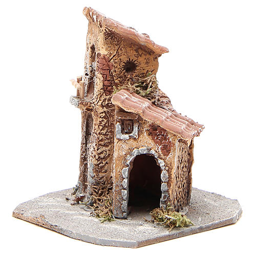 House in wood and resin for nativity scene, 15x12x15cm 2