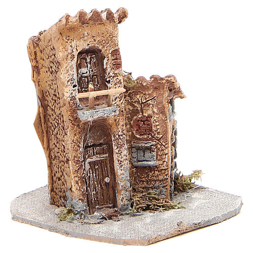 House in wood and resin for nativity scene, 15x12x15cm 3
