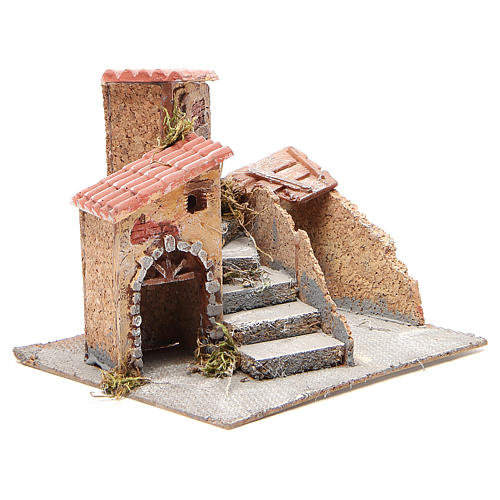 Composition of houses for cork and resin Nativity scene, 19x20x18cm 3