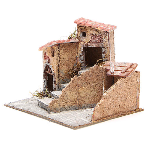 Composition of houses for cork and resin Nativity scene, 19x20x18cm 2