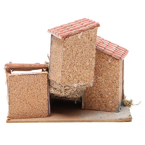 Composition of houses for cork and resin Nativity scene, 19x20x18cm 4
