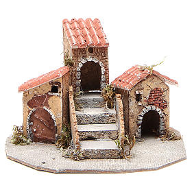 Composition of houses for Neapolitan Nativity scene, 17x24x20cm