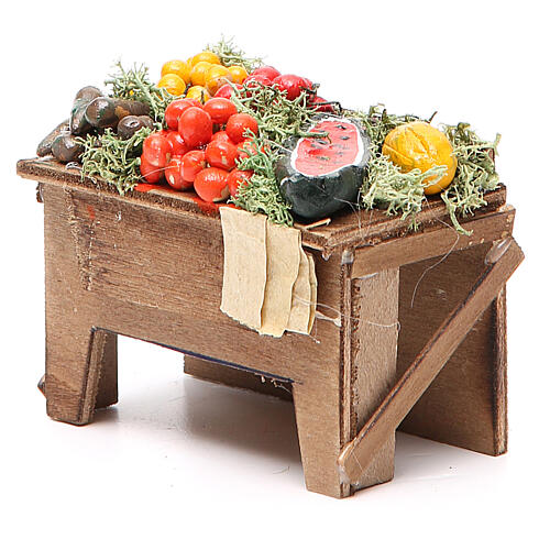 Mesa com frutas e legumes miniatura presépio napolitano 8x9x7 cm 2