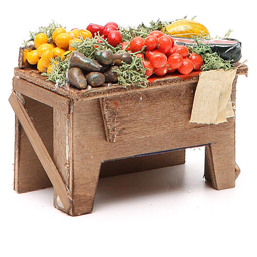 Mesa com frutas e legumes miniatura presépio napolitano 8x9x7 cm 3