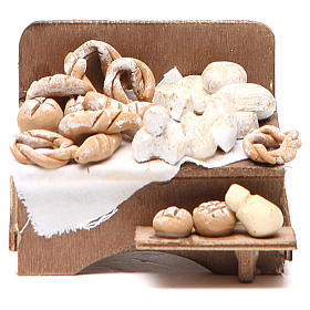 Crèche Napolitaine: Banc avec pain et fromage 7x9x8 cm crèche napolitaine