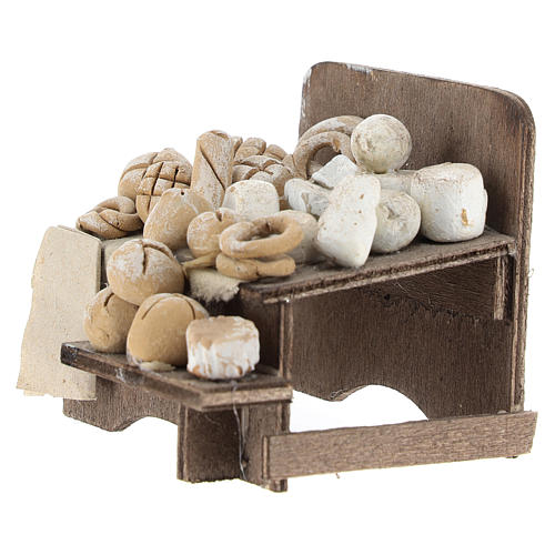 Work bench with bread and cheeses 7x9x8cm neapolitan Nativity 2