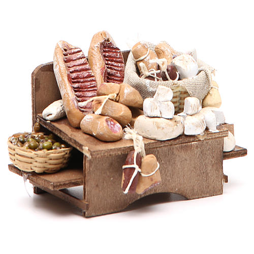 Work bench olives cheeses and cured meats 9x12x6cm neapolitan Nativity 3