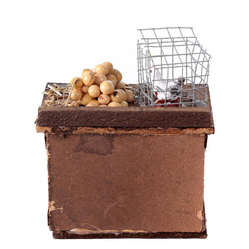 Mesa com ovos e gaiola com galinha miniatura 9x8x5,5 cm para presépio napolitano 4
