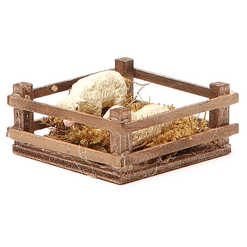 Gatter mit Schafen 3x6,5x6,5cm neapolitanische Krippe 2