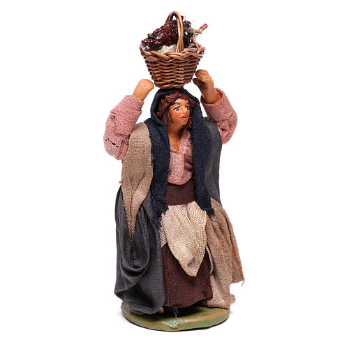 Woman with grapes basket on head 10cm neapolitan Nativity 3