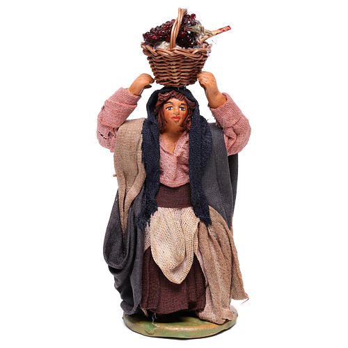 Mujer con cesta en la cabeza con huevos 10 cm belén Nápoles 1