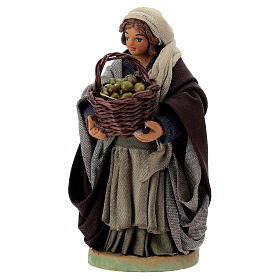 Donna cesto olive in mano 10 cm presepe Napoli