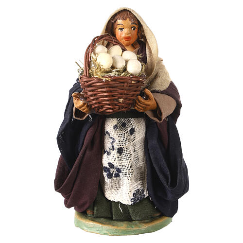 Woman with leather basket in hands 10cm neapolitan Nativity 1