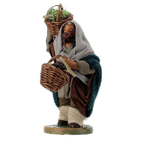 Man with grapes basket in leather 10cm neapolitan Nativity 2