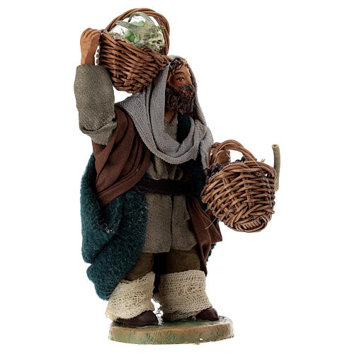 Man with grapes basket in leather 10cm neapolitan Nativity 3