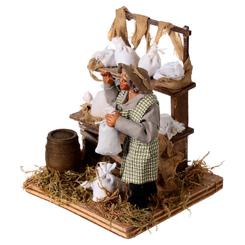 Venditore sacchi di farina con banco 10 cm presepe Napoli 2