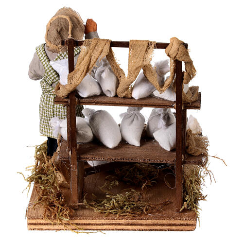 Venditore sacchi di farina con banco 10 cm presepe Napoli 4