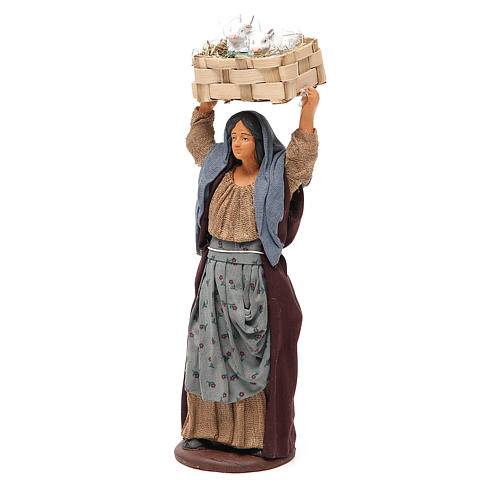 Woman with rabbits in a box 14cm neapolitan Nativity 2