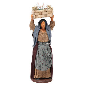 Donna con cassetta conigli 14 cm presepe napoletano